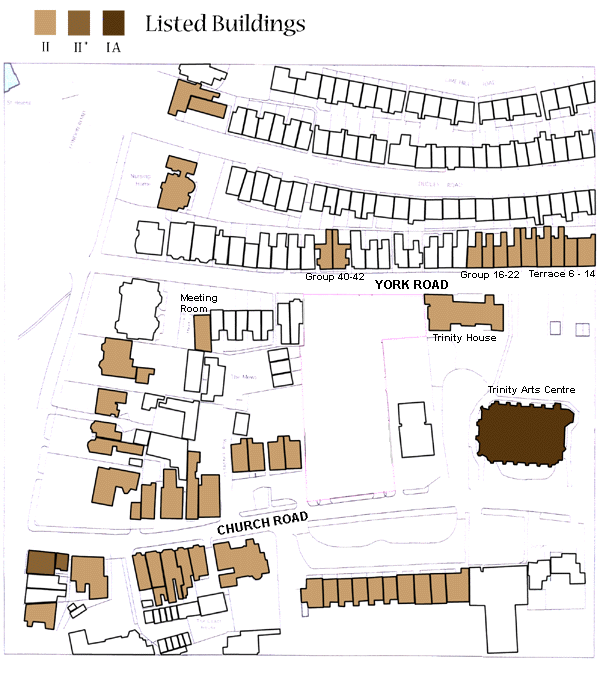Listed buildings in the surroundings of Church Road and York Road, Royal Tunbridge Wells, Kent