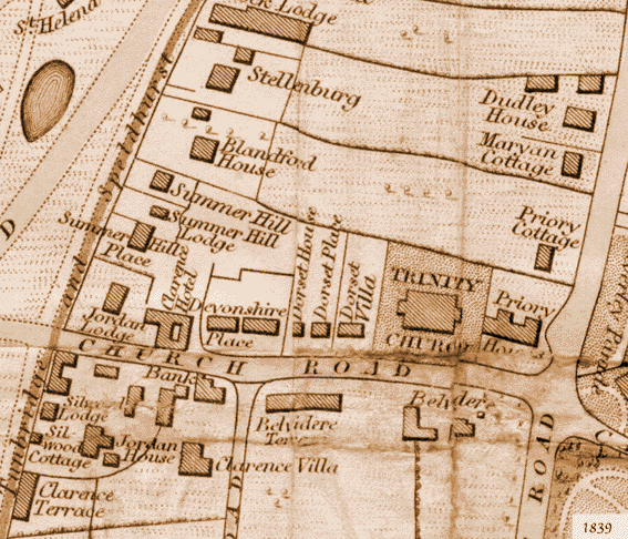 York Road does not exist yet - Decimus Burtons Trinity Church is the new district church